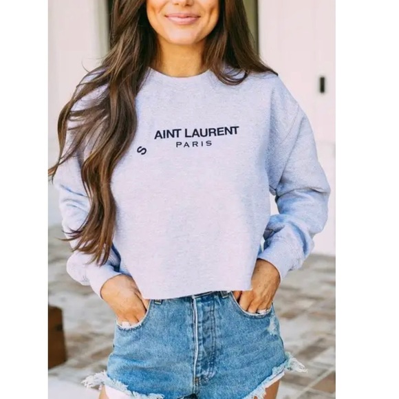 12th Tribe Tops - 12th Tribe Aint Laurent Cropped Sweatshirt | 12th Tribe